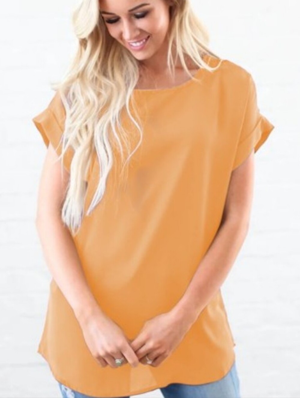 Zenana Outfitters Mustard Short Sleeve Tunic Top